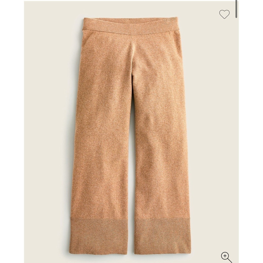 J.CREW Cashmere $228‎ Tan Wide Leg Luxury Sweatpants Women's Size M/L
